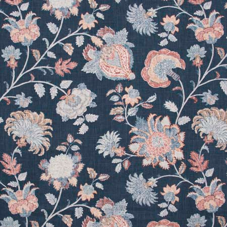 Favorite Pastime Indigo by Carole Designer Fabric Red Sea 55% Linen, 45% Rayon -SSR China 12,000 Wyzenbeek Double Rubs Horizontal: 27" and Vertical: 25 1/4" V 54" - Swanky Fabrics -