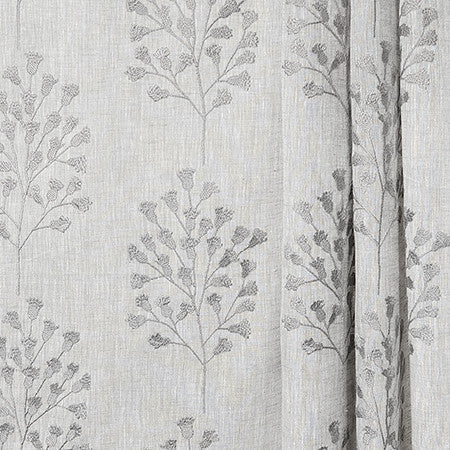 Act Of Kindness Slate by Carole Designer Fabric Perfect Balance Base: 36% Ctn,35% Linen,17% Visc,12% Poly. Embr: 50% Visc,50% Ctn India 9 1/2" V, 6 1/4" H HD 52" - Swanky Fabrics -