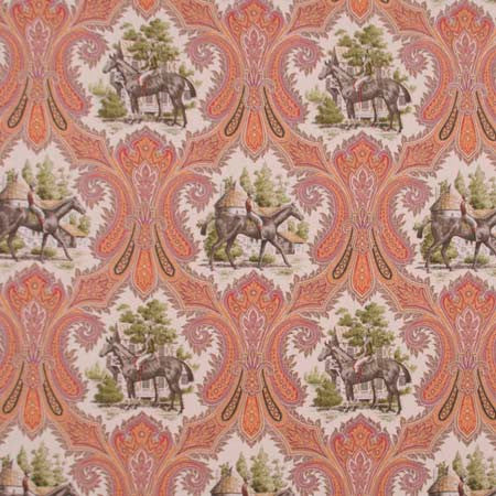 Horseman Spice by Carole Fabric Red Sea 100% Cotton -SSR Finished In USA 15,000 Wyzenbeek Double Rubs Horizontal: 13 1/2" and Vertical: 18" V 54" - Fabric Carolina -