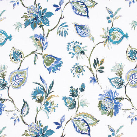 Serenade Song Cobalt by Carole Fabric Spearmint 100% Cotton Spain Passes 30,000 Double Rubs Wyzenbeek 27" V, 27" H 54"  - Fabric Carolina -