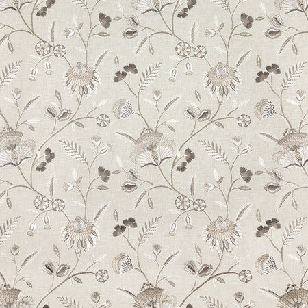 Garden To Love Travertine by Carole Fabric Neutral Ground Base: 52% Recycled Polyester, 48% Cotton Embr: 40% Recycled Polyester, 37% Cotton, 23% Viscose India  18 1/2" V, 17" H 51""  - Fabric Carolina -
