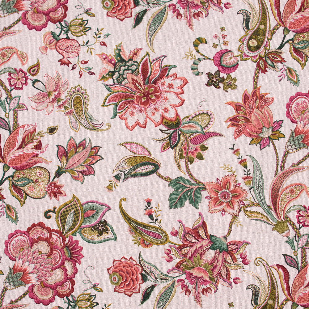 Cold Morning Geranium by Carole Fabric Azalea 90% Cotton, 5% Rayon, 5% Linen-SSR Printed & Finished in USA Passes 15,000 Double Rubs Wyzenbeek Horizontal: 27 and Vertical: 27 54 - Fabric Carolina -