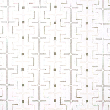 Maze Away White by Carole Fabric Birch 70% Cotton, 25% Polyester, 5% Linen India Passes 50,000 Double Rubs Wyzenbeek </p><p>Repeat: 5" V, 10 3/8" H 52" - Fabric Carolina -