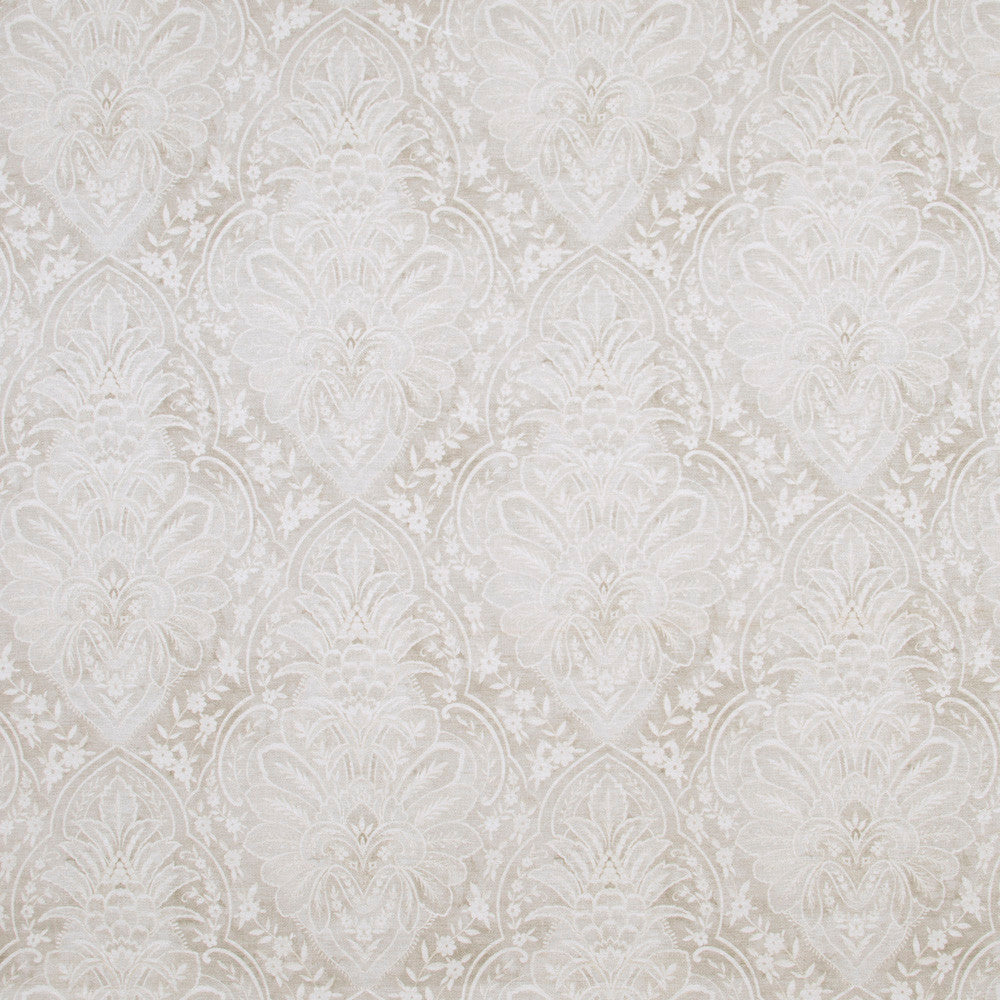 Among Friends Sterling by Carole Fabric White Smoke 100% Polyester Spain Passes 18,000 Circular Rubs Martindale Horizontal: 18.125 and Vertical: 25 54 - Fabric Carolina -