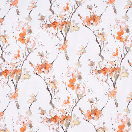 Another Time Orange Blossom by Carole Designer Fabric Azalea 100% Cotton S Korea 26" V, 27 1/4" H 54" - Swanky Fabrics -