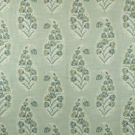 Drop Of Paisley Fern by Carole Designer Fabric Misty Glen 100% Polyester China 27" V, 13 1/2" H 54"" - Swanky Fabrics -