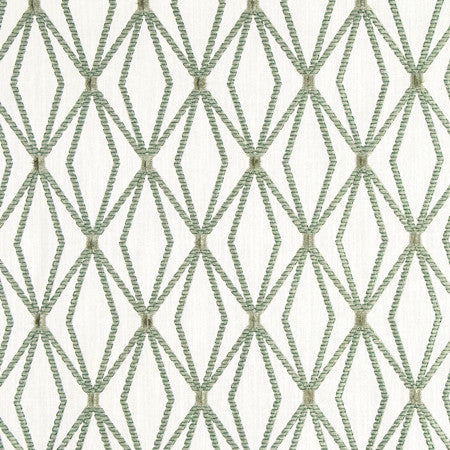 Arms Length Sage by Carole Fabric Serene Green Base: 70% Viscose, 30% Linen Embr: 100% Viscose 51,000 Wyzenbeek Double Rubs 6 3/8" V, 4 3/8" H 51" - Fabric Carolina -