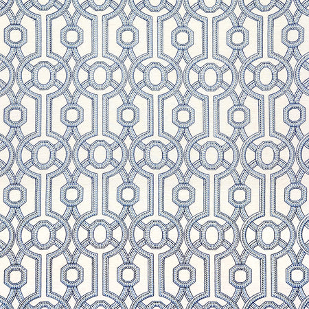 Park Circle Nautic by Carole Fabric Blue Crush Base: 71% Polyester, 29% Cotton Embr: 100% Polyester India  9 1/2" V, 6 1/2" H 52""  - Fabric Carolina -