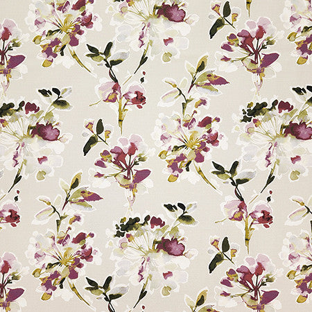 Quiet Garden Amethyst by Carole Fabric Dawn & Dusk 100% Cotton India 25,000 WYZENBEEK DOUBLE RUBS 24" V, 13 3/4" H HD 54"  - Fabric Carolina -
