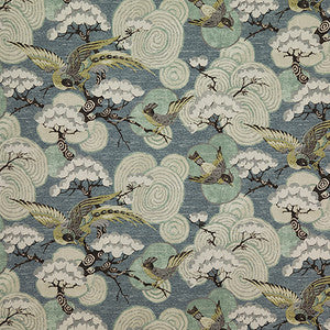 Bird Landing Teal by Carole Fabric