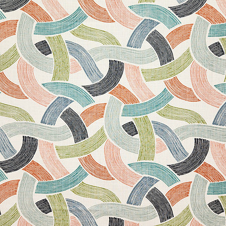 Through The Bends Coral by Carole Fabric Evergreen 100% Cotton-SSR Pakistan 12,000 WYZENBEEK DOUBLE RUBS 25 1/4" V, 13 1/2" H HD 54"  - Fabric Carolina -