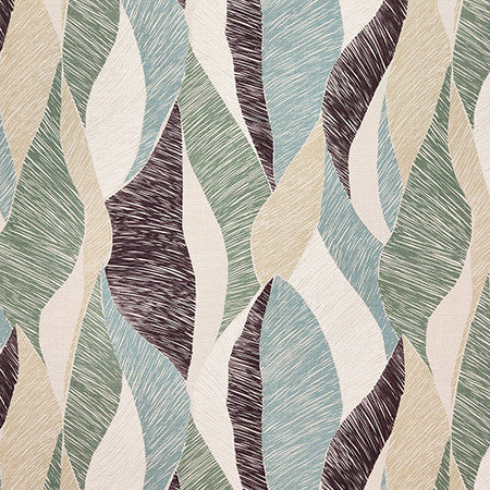 Painted Leaves Fern by Carole Fabric Dewdrop 51% Linen, 49% Cotton-Washed Uk  25" V, 27" H 52"  - Fabric Carolina -