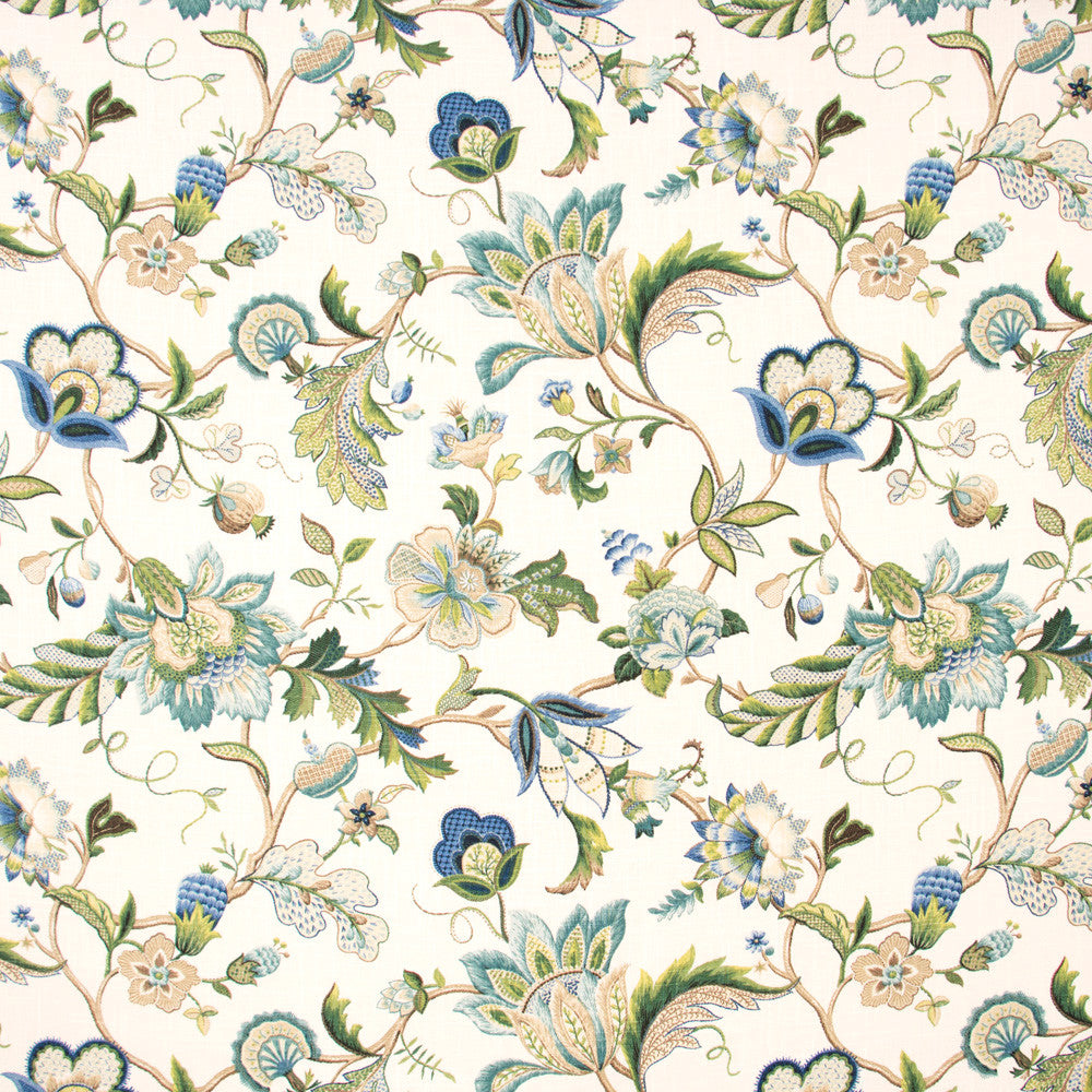 Southern Trails Sapphire by Carole Fabric Blue Forest 55% Linen, 45% Rayon-SSR Printed In USA Passes 15,000 Double Rubs Wyzenbeek Horizontal: 27 and Vertical: 27 54 - Fabric Carolina -