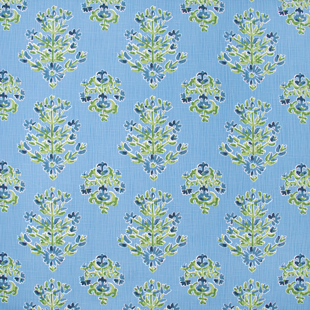 Wrist Corsage Cornflower by Carole Fabric Blue Forest 85% Cotton, 15% Linen Printed In USA Passes 24,000 Double Rubs Wyzenbeek Horizontal: 135 and Vertical: 12625 54 - Fabric Carolina -
