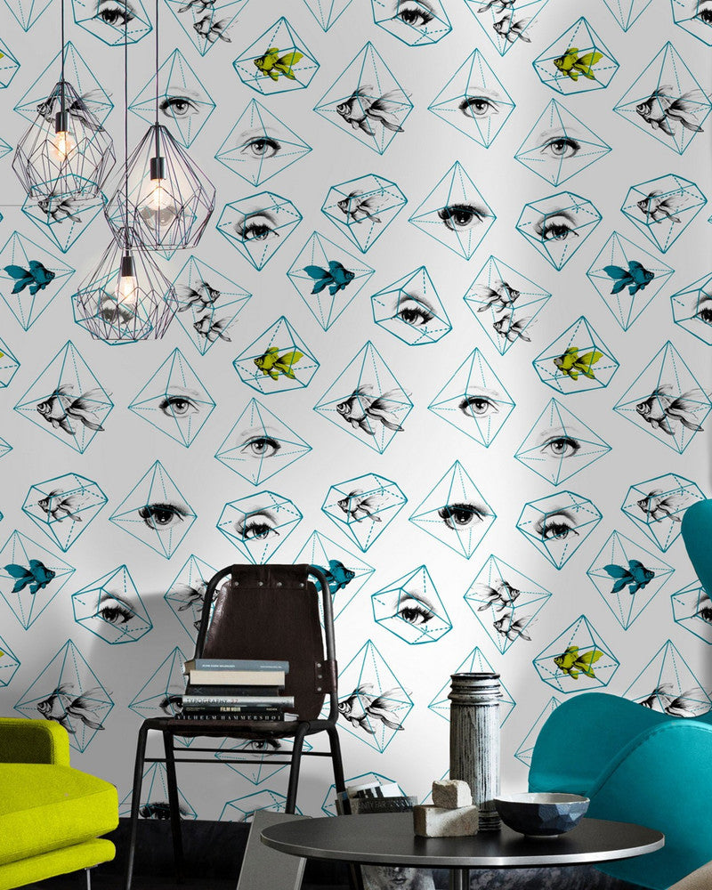 Fish Eye Premium Wallpaper by Mind the Gap Designer Wallpaper WALLPAPER DESIGNER COLLECTION Non-woven Made in Europe Paste the wall 3 rolls x 20.5 x 3.25 yards - Swanky Fabrics -