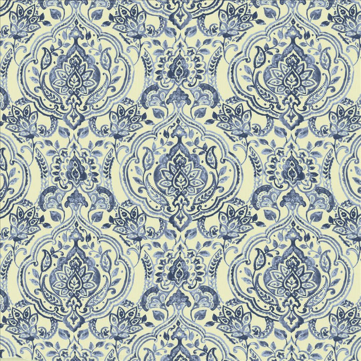 Flamenco Indigo by Kasmir Fabric 5143 70% Viscose 30% Linen SPAIN 15,000 Wyzenbeek Double Rubs Horizontal: 27 inches and Vertical: 26 inches 54 - Fabric Carolina -