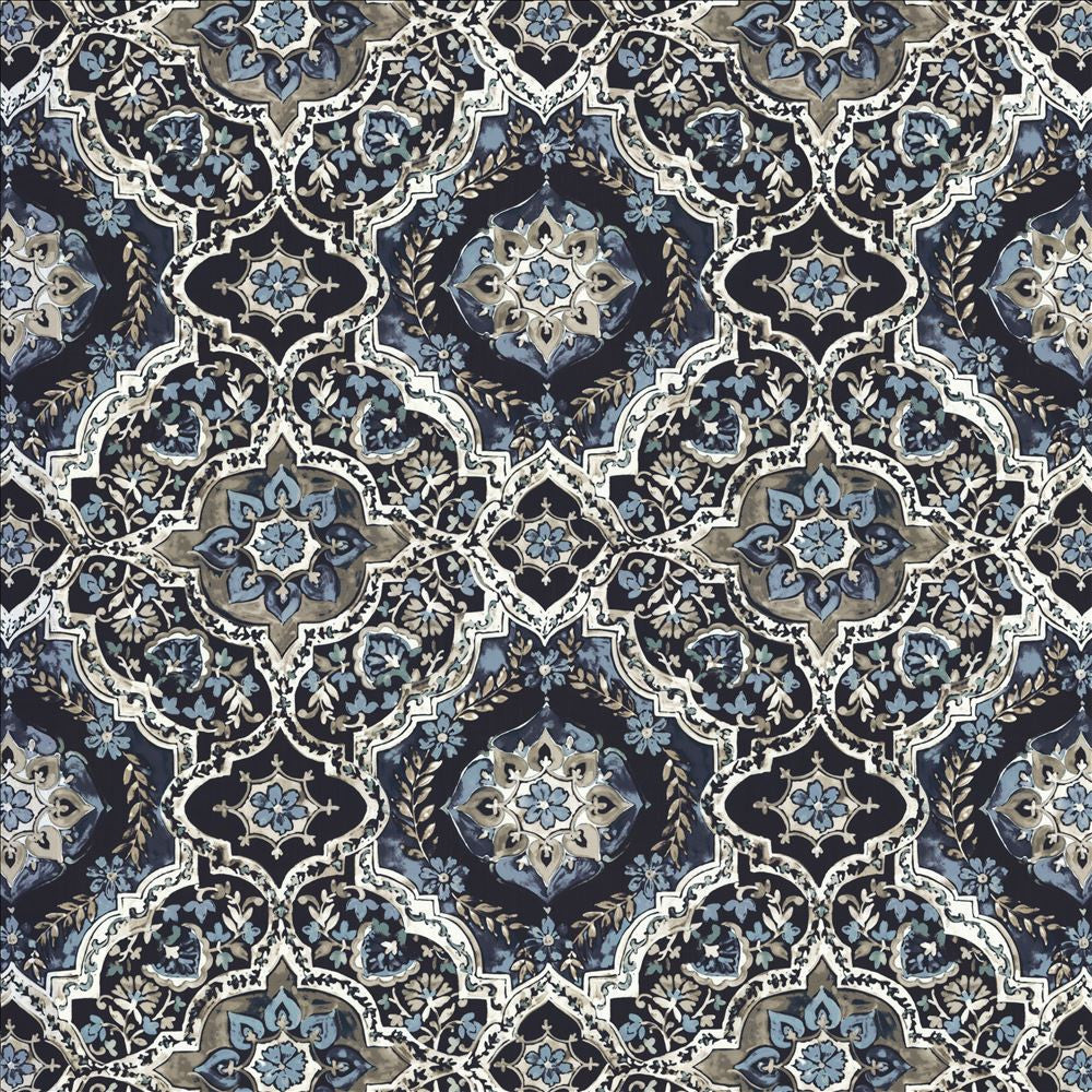 Fletcher Place Navy  by Kasmir Fabric See sample 100% Polyester
 CHINA 15,000 Wyzenbeek Double Rubs </p><p>Repeat: Horizontal: 26 6/8 inches and Vertical: 26 5/8 inches 55  - Fabric Carolina -