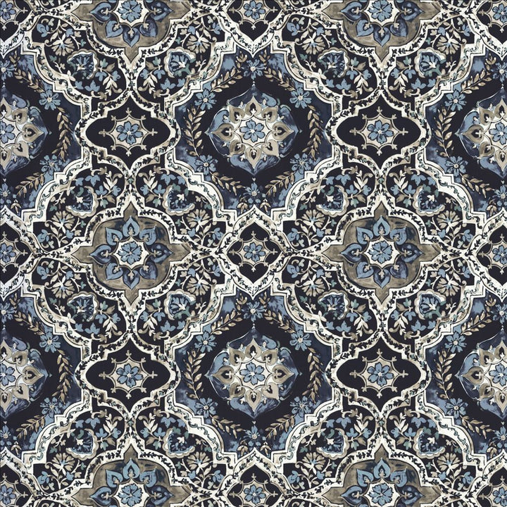 Fletcher Place Navy  by Kasmir Fabric See sample 100% Polyester
 CHINA 15,000 Wyzenbeek Double Rubs </p><p>Repeat: Horizontal: 26 6/8 inches and Vertical: 26 5/8 inches 55  - Fabric Carolina -