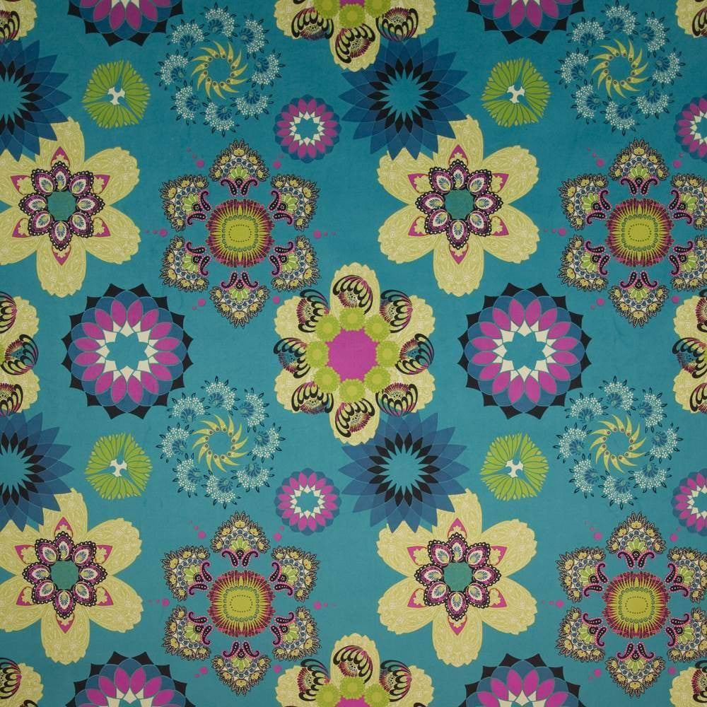Flirt Turquoise by Kasmir Fabric 1398 100% Polyester CHINA 42,000 Wyzenbeek Double Rubs H: 28 inches, V:26 2/8 inches 56 - Fabric Carolina - Kasmir