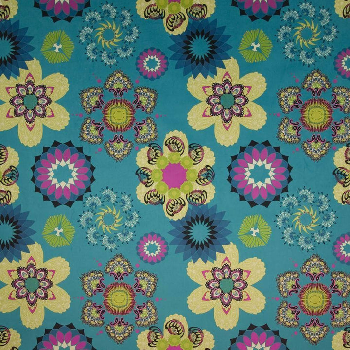 Flirt Turquoise by Kasmir Fabric 1398 100% Polyester CHINA 42,000 Wyzenbeek Double Rubs H: 28 inches, V:26 2/8 inches 56 - Fabric Carolina - Kasmir
