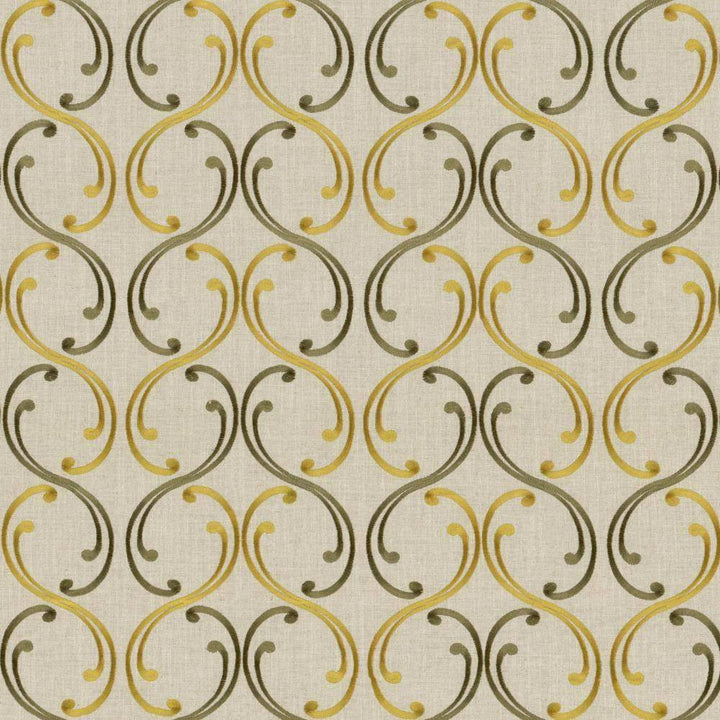 Flirtatious Peridot by Kasmir Fabric 1443 70% Rayon 30% Linen Embroidery Contents 100% Rayon INDIA 30,000 Wyzenbeek Double Rubs H: 8 5/8 inches, V:9 inches 54 - 55 - Fabric Carolina - Kasmir