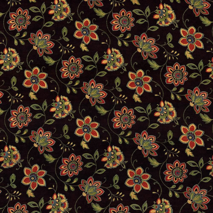Floral Essence Noir by Kasmir Fabric 1417 100% Cotton PAKISTAN 15,000 Wyzenbeek Double Rubs Horizontal: 18 inches and Vertical: 18 inches 54 - 55 - Fabric Carolina -