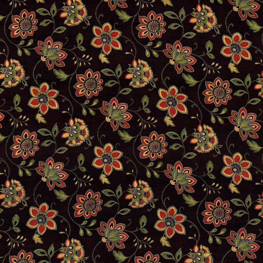 Floral Essence Noir by Kasmir Fabric 1417 100% Cotton PAKISTAN 15,000 Wyzenbeek Double Rubs H: 18 inches, V:18 inches 54 - 55 - Fabric Carolina - Kasmir