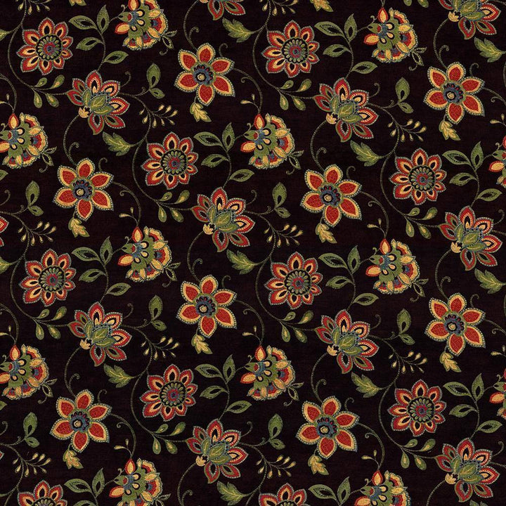Floral Essence Noir by Kasmir Fabric 1417 100% Cotton PAKISTAN 15,000 Wyzenbeek Double Rubs H: 18 inches, V:18 inches 54 - 55 - Fabric Carolina - Kasmir