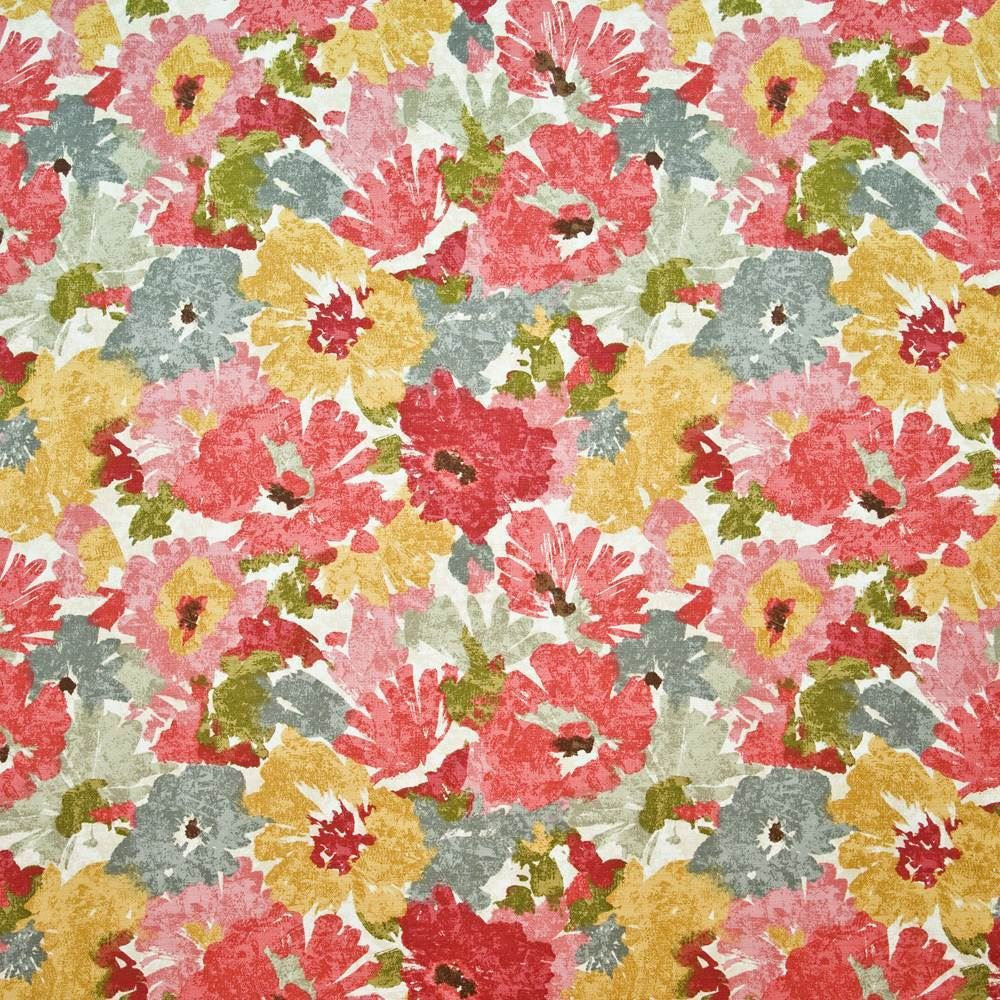 Floral Splash Campari by Kasmir Fabric 1400 100% Cotton KOREA 15,000 Wyzenbeek Double Rubs Horizontal: 27 inches and Vertical: 25 2/8 inches 54 - 55 - Fabric Carolina -