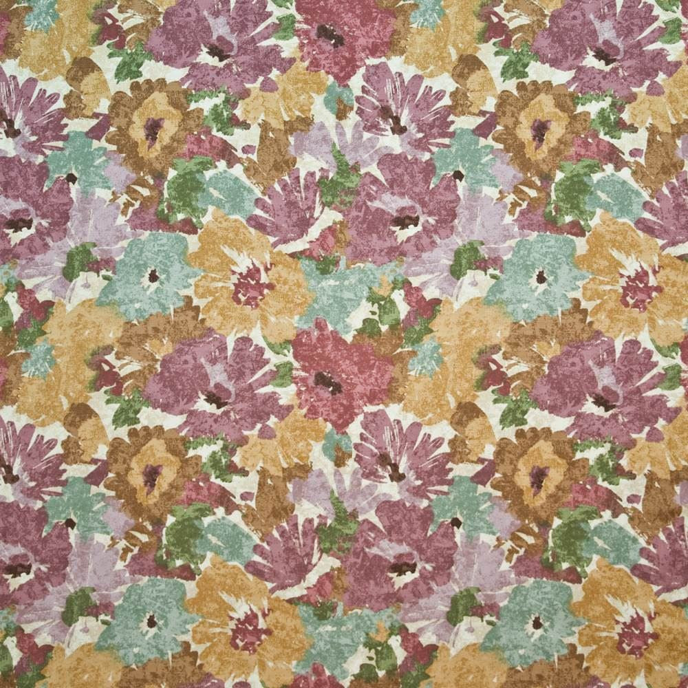 Floral Splash Plum Wine by Kasmir Fabric 1400 100% Cotton
 KOREA 15,000 Wyzenbeek Double Rubs Horizontal: 27 inches and Vertical: 25 2/8 inches 54 - Fabric Carolina -
