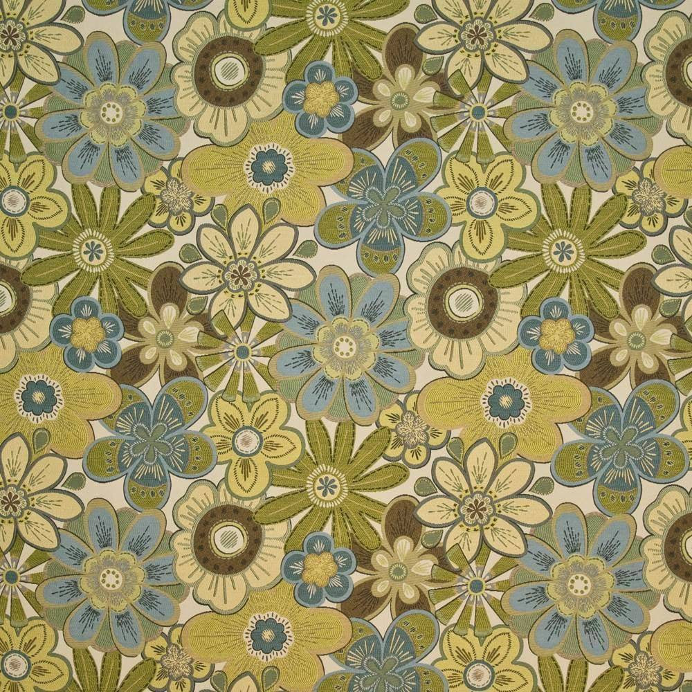 Floral Splendor Lime by Kasmir Fabric 1398 60% Rayon 40% Polyester CHINA 9,000 Wyzenbeek Double Rubs H: 27 6/8 inches, V:27 6/8 inches 55 - 56 - Fabric Carolina - Kasmir