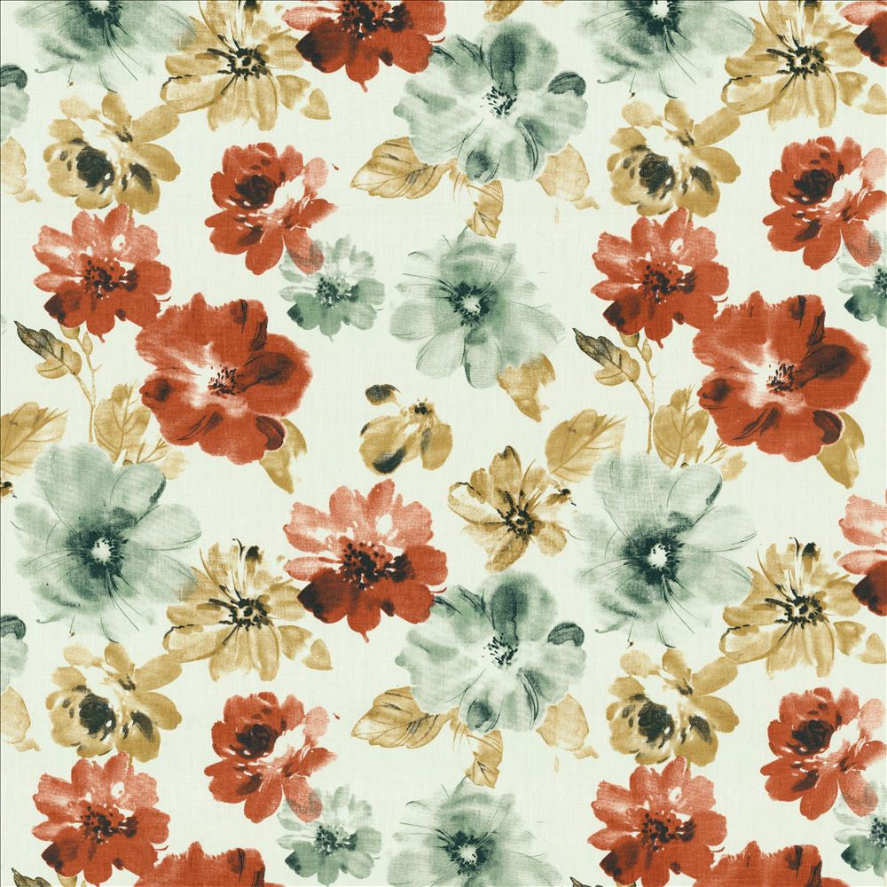 Flower Garden Spice by Kasmir Fabric 5155 91% Linen 9% Cotton CHINA 30,000 Martindale Cycles Horizontal: 24 6/8 inches and Vertical: 24 4/8 inches 55 - Fabric Carolina -