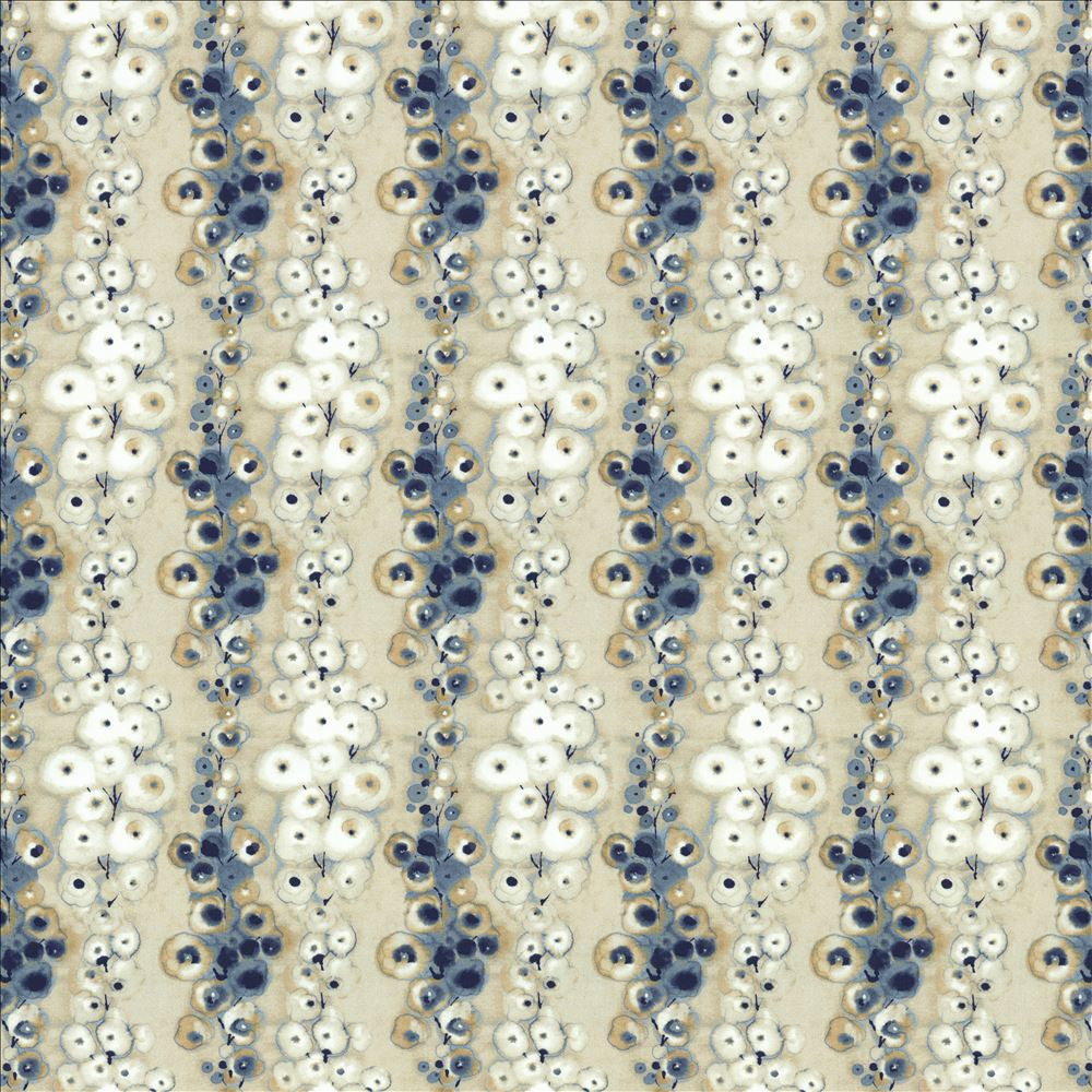 Flowerdale Blue  by Kasmir Fabric See sample 100% Cotton
 INDIA 5,000 Wyzenbeek Double Rubs </p><p>Repeat: Horizontal: 6 6/8 inches and Vertical: 12 4/8 inches 54  - Fabric Carolina -