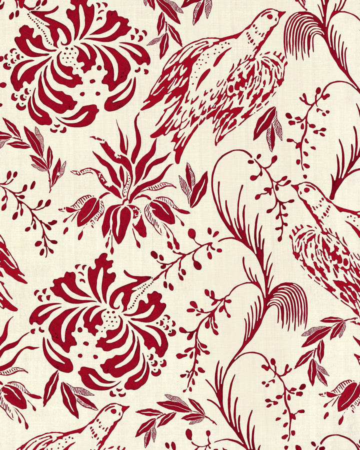 FOLK EMBROIDERY Crimson Wallpaper (WP30014) by Mind The Gap | WP30014 | TRANSYLVANIAN ROOTS | 1 roll x 20.5 x 393.7 in | 0.52m / 20.5in | 10m / 393.7in | 5.20mp | 70cm / 27.6in | Crimson, Off White | Satin Matte | Paste the wall | 1-roll in a box | Fabric Carolina | https://www.fabriccarolina.com/