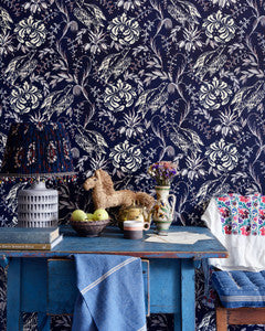 FOLK EMBROIDERY Indigo Wallpaper (WP30016) by Mind The Gap