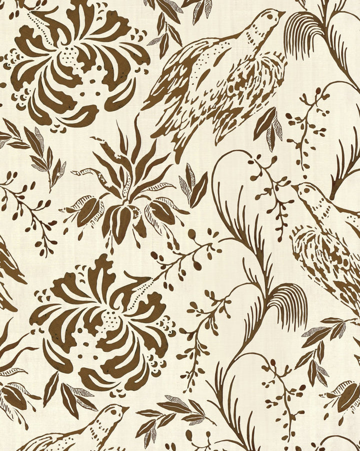 FOLK EMBROIDERY Tobacco Wallpaper (WP30017) by Mind The Gap | WP30017 | TRANSYLVANIAN ROOTS | 1 roll x 20.5 x 393.7 in | 0.52m / 20.5in | 10m / 393.7in | 5.20mp | 70cm / 27.6in | Off White, Tobaco | Satin Matte | Paste the wall | 1-roll in a box | Fabric Carolina | https://www.fabriccarolina.com/