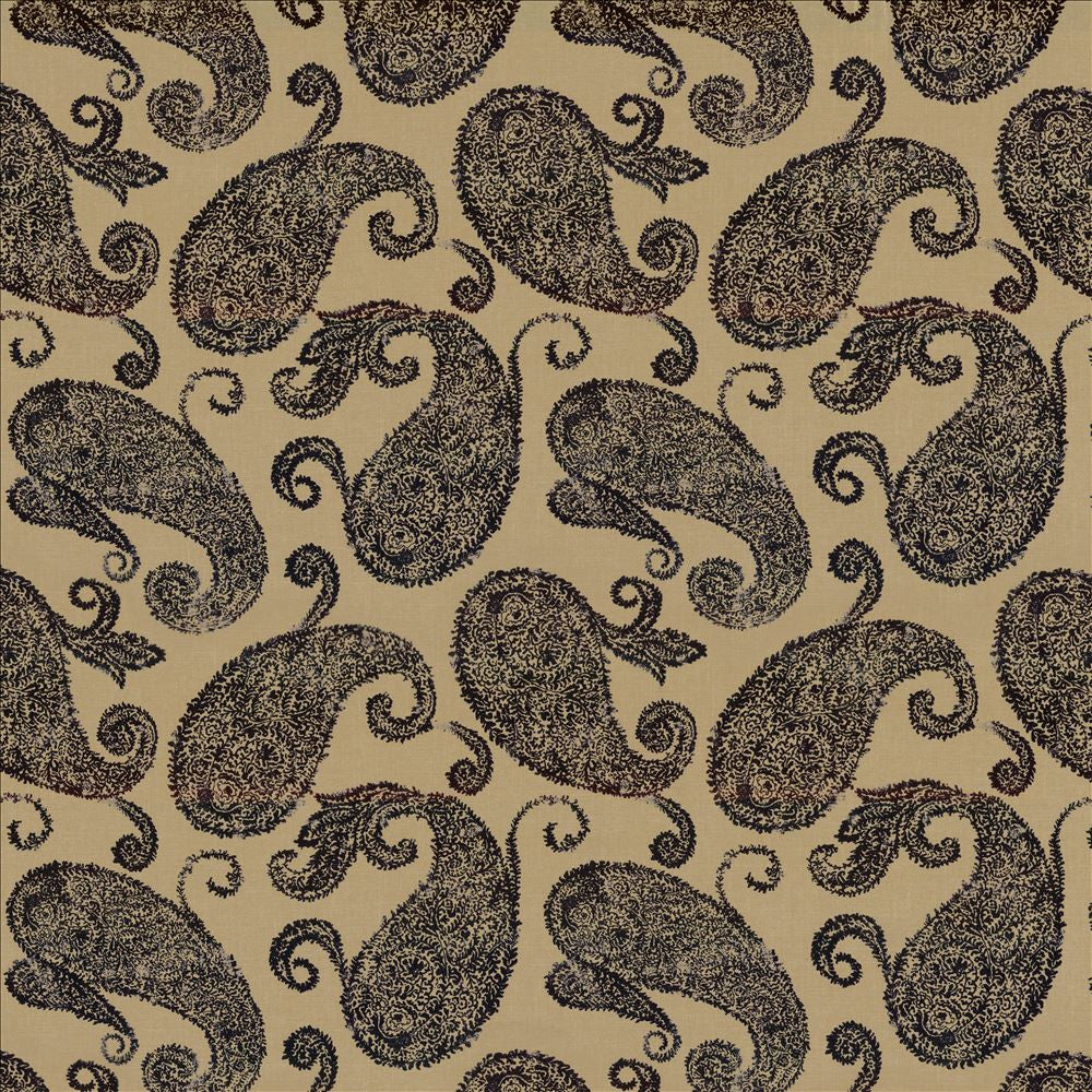 Frascati Paisley Black by Kasmir Fabric 5105 55% Linen
45% Viscose
 CHINA 12,000 Wyzenbeek Double Rubs Horizontal: 26 2/8 inches and Vertical: 25 inches 54 - Fabric Carolina -