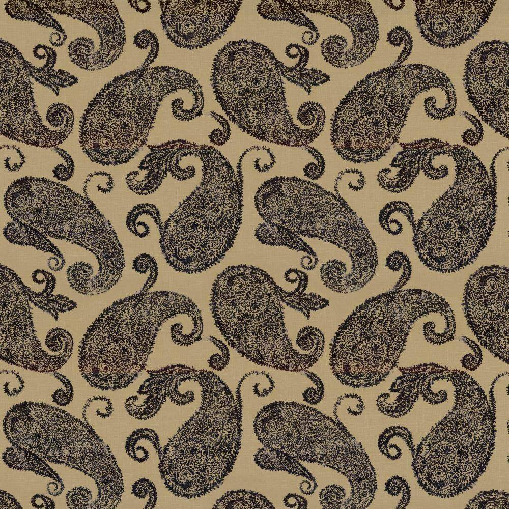 Frascati Paisley Black by Kasmir Fabric 5105 55% Linen 45% Viscose CHINA H: 26 2/8 inches, V:25 inches 54 - 55 - Fabric Carolina - Kasmir