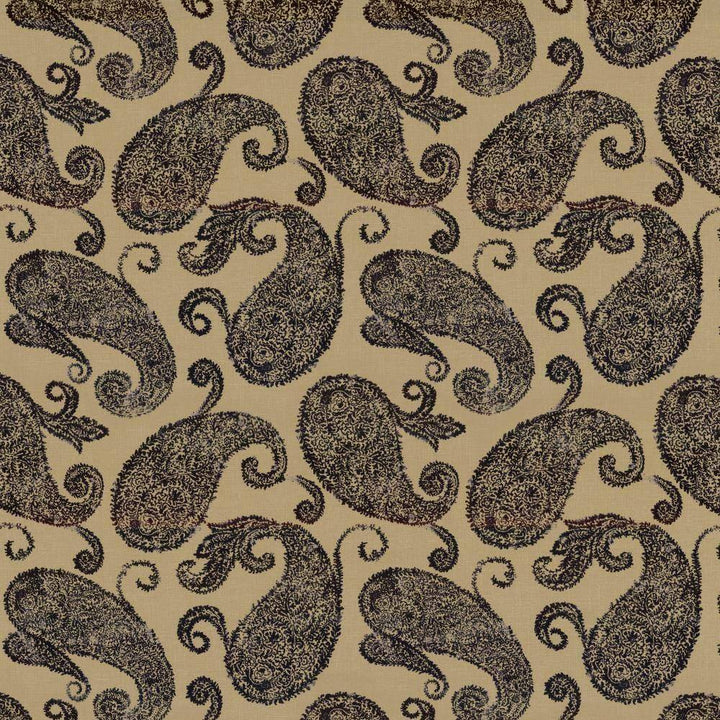 Frascati Paisley Black by Kasmir Fabric 5105 55% Linen 45% Viscose CHINA H: 26 2/8 inches, V:25 inches 54 - 55 - Fabric Carolina - Kasmir