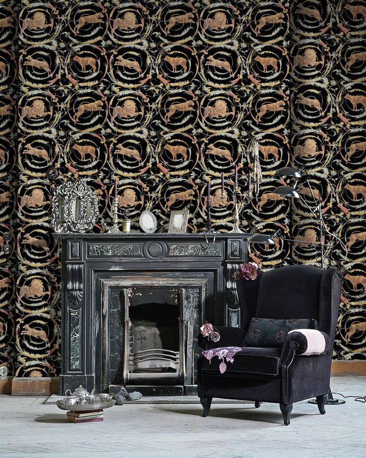 Mind The Gap Wallpaper FRESCE Anthracite (WP20197) | WP20197 | PREMIUM DESIGNER WALLPAPER COLLECTION | 3 rolls x 20.5 x 118.1 in | 0.52m / 20.5in | 3m / 118in | 4.65mp | 52cm / 20.5in | Black, Brown, Red, Yellow | Non-woven | Paste the wall | 3-rolls in a box | Fabric Carolina | https://www.fabriccarolina.com/