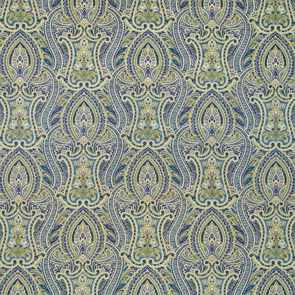 Gadsden Paisley Lapis by Kasmir Fabric 1403 100% Cotton SOUTH KOREA 10,000 Wyzenbeek Double Rubs Horizontal: 13 4/8 inches and Vertical: 12 4/8 inches 54 - 55 - Fabric Carolina -