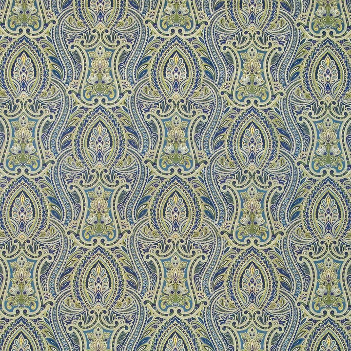Gadsden Paisley Lapis by Kasmir Fabric 1403 100% Cotton SOUTH KOREA 10,000 Wyzenbeek Double Rubs H: 13 4/8 inches, V:12 4/8 inches 54 - 55 - Fabric Carolina - Kasmir