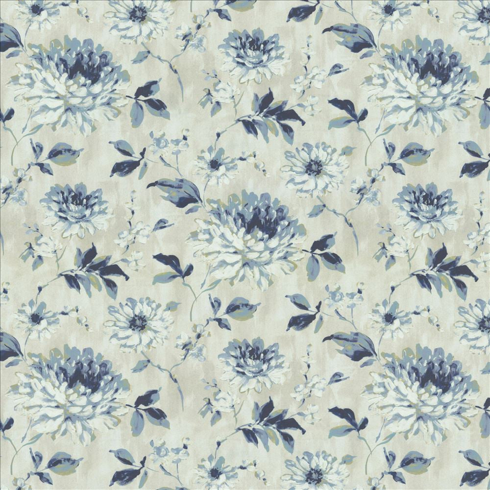 Garden Blossom Blue Fog  by Kasmir Fabric See sample 100% Polyester
 INDIA 30,000 Wyzenbeek Double Rubs </p><p>Repeat: Horizontal: 27 inches and Vertical: 25 2/8 inches 54  - Fabric Carolina -