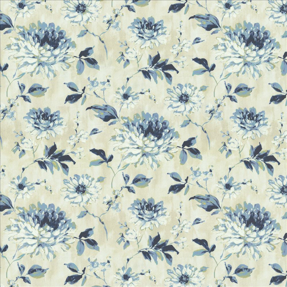 Garden Blossom Blue Fog by Kasmir Fabric 1454 100% Polyester
 INDIA </p><p>Repeat: Horizontal: 27 inches and Vertical: 25 2/8 inches 54 - Fabric Carolina -