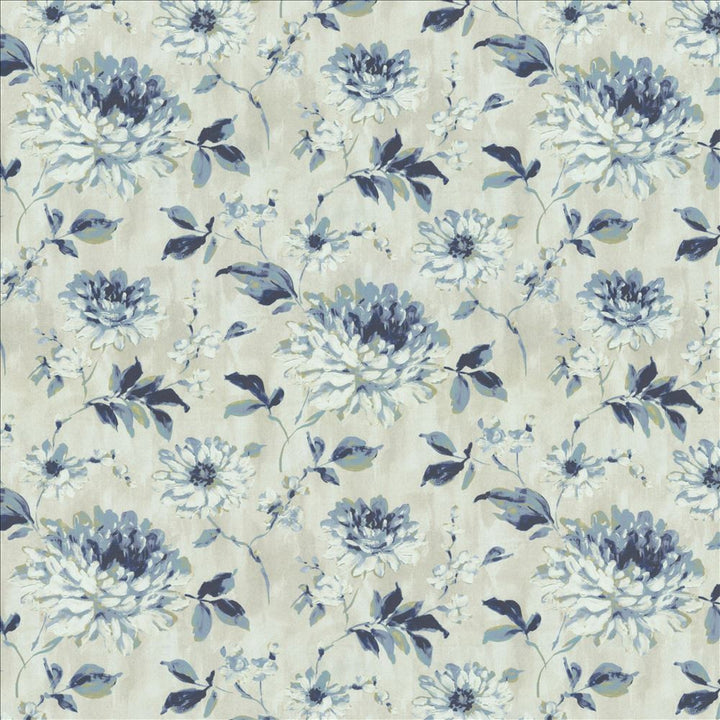 Garden Blossom Blue Fog by Kasmir Fabric 1454 100% Polyester
 INDIA 30,000 Wyzenbeek Double Rubs Horizontal: 27 inches and Vertical: 25 2/8 inches 54 - Fabric Carolina -