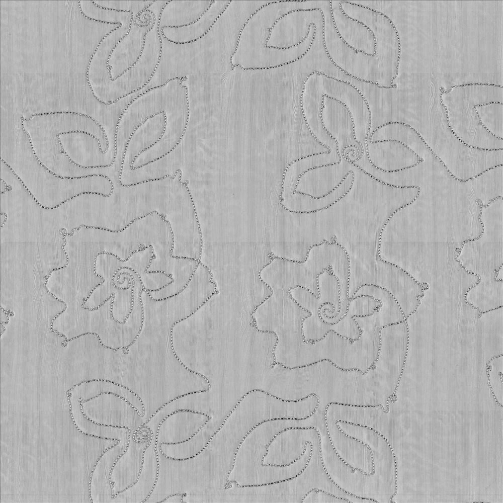 Garden Delight Silver Haze by Kasmir Fabric 5077 100% Polyester Embroidery 100% Polyester CHINA Not Tested Horizontal: 18 4/8 inches and Vertical: 17 inches 116 - Fabric Carolina -