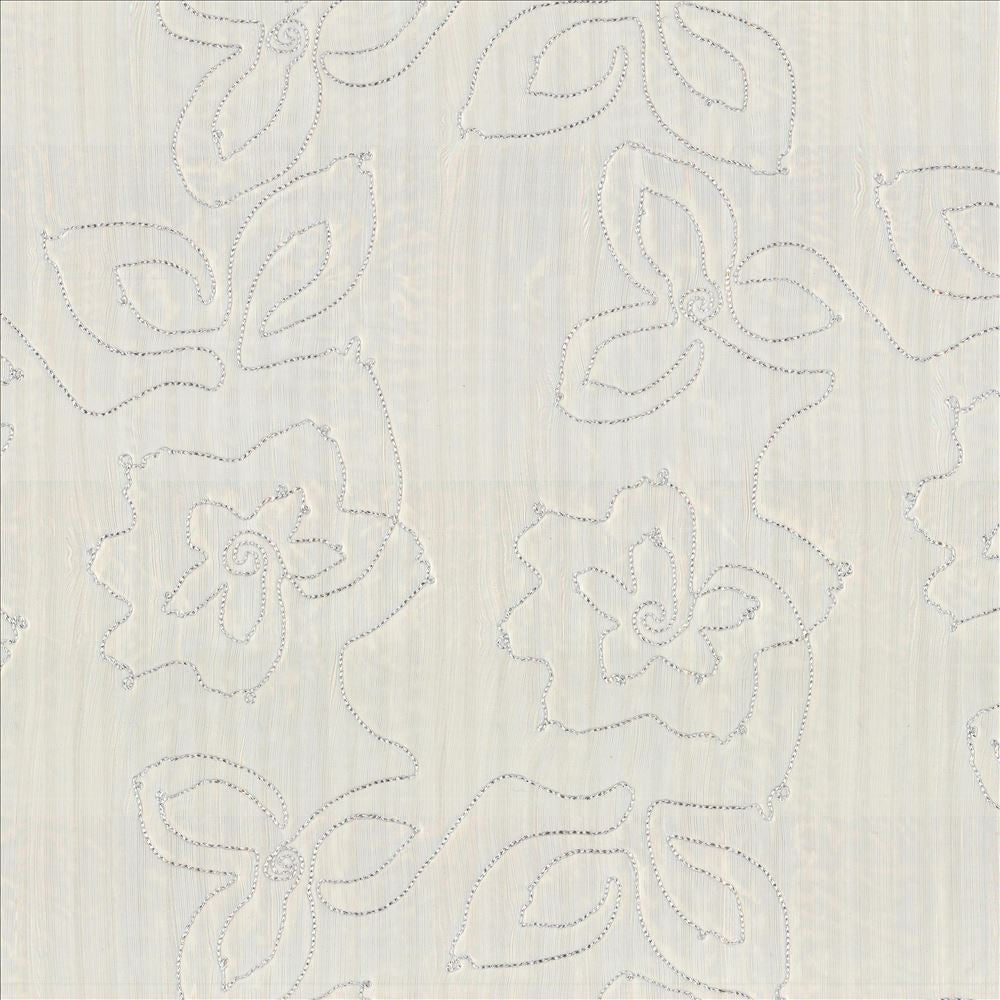 Garden Delight Sterling by Kasmir Fabric 5077 100% Polyester Embroidery 100% Polyester CHINA Not Tested Horizontal: 18 4/8 inches and Vertical: 17 inches 116 - Fabric Carolina -