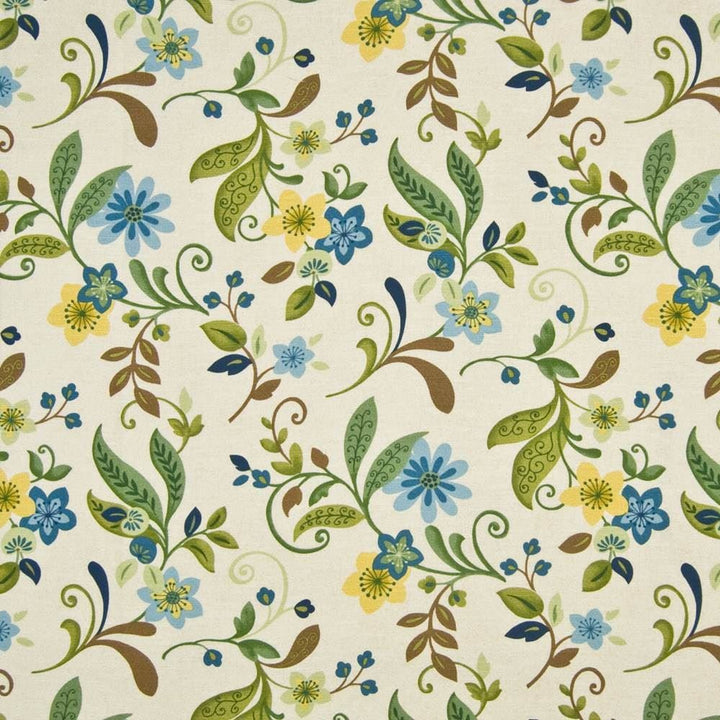 Garden Trail Mediterranean  by Kasmir Fabric See sample 100% Cotton
 PAKISTAN 15,000 Wyzenbeek Double Rubs </p><p>Repeat: Horizontal: 27 inches and Vertical: 27 inches 54  - Fabric Carolina -