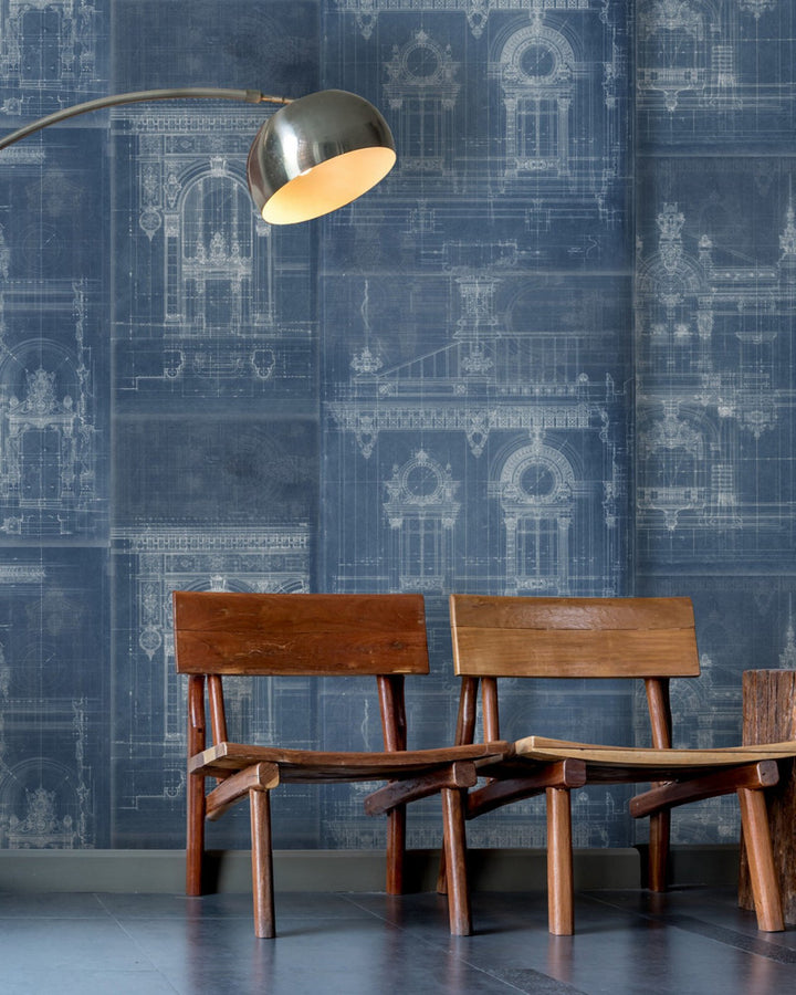 GARNIER Blue Wallpaper (WP20216) by Mind The Gap | WP20216 | PREMIUM DESIGNER WALLPAPER COLLECTION | 3 rolls x 20.5 x 118.1 in | 0.52m / 20.5in | 3m / 118in | 4.65mp | 60cm / 23.6in | Blue, White | Non-woven | Paste the wall | 3-rolls in a box | Fabric Carolina | https://www.fabriccarolina.com/