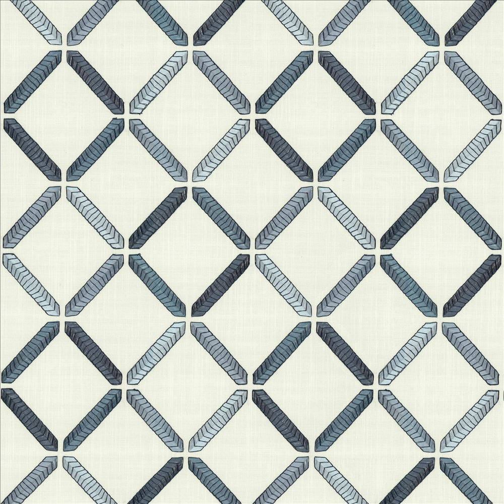 Geo Ribbon Marine by Kasmir Fabric 5156 73% Cotton 27% Polyester INDIA 30,000 Wyzenbeek Double Rubs Horizontal: 9 inches and Vertical: 9 3/8 inches 54 - Fabric Carolina -